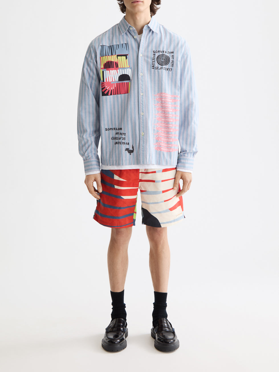 Scotch &amp; Soda Printed Mid-Length Swim Short in Art Dept Multicolour