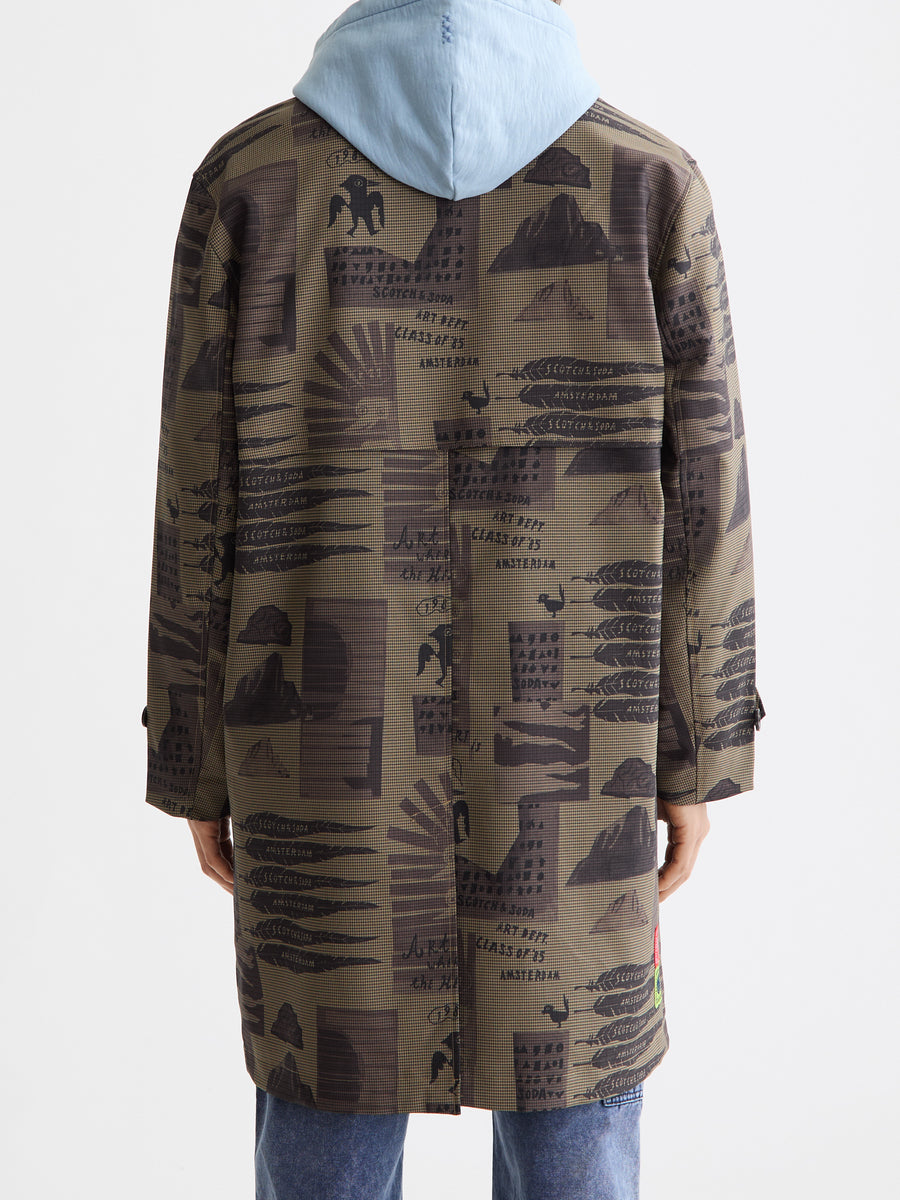 Scotch & Soda Collage Car Coat in Collage Houndstooth