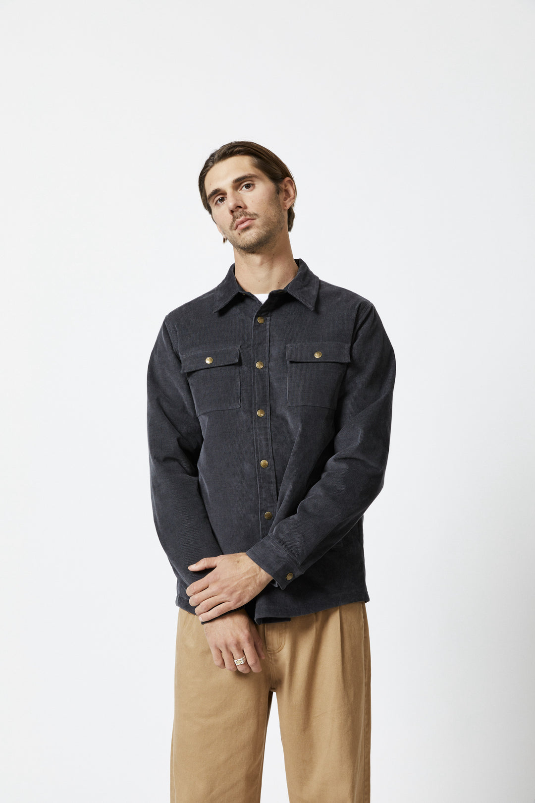 Mr Simple - Quilted Cord Jacket in Graphite | Buster McGee