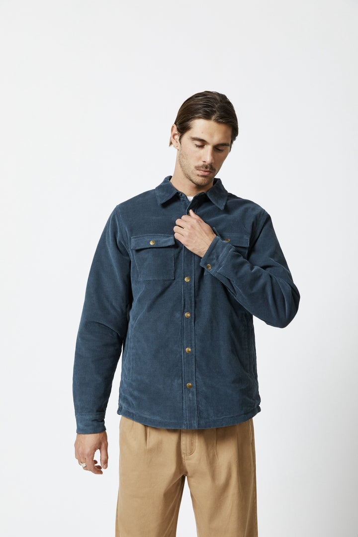 Mr Simple - Quilted Cord Jacket in Petrol | Buster McGee