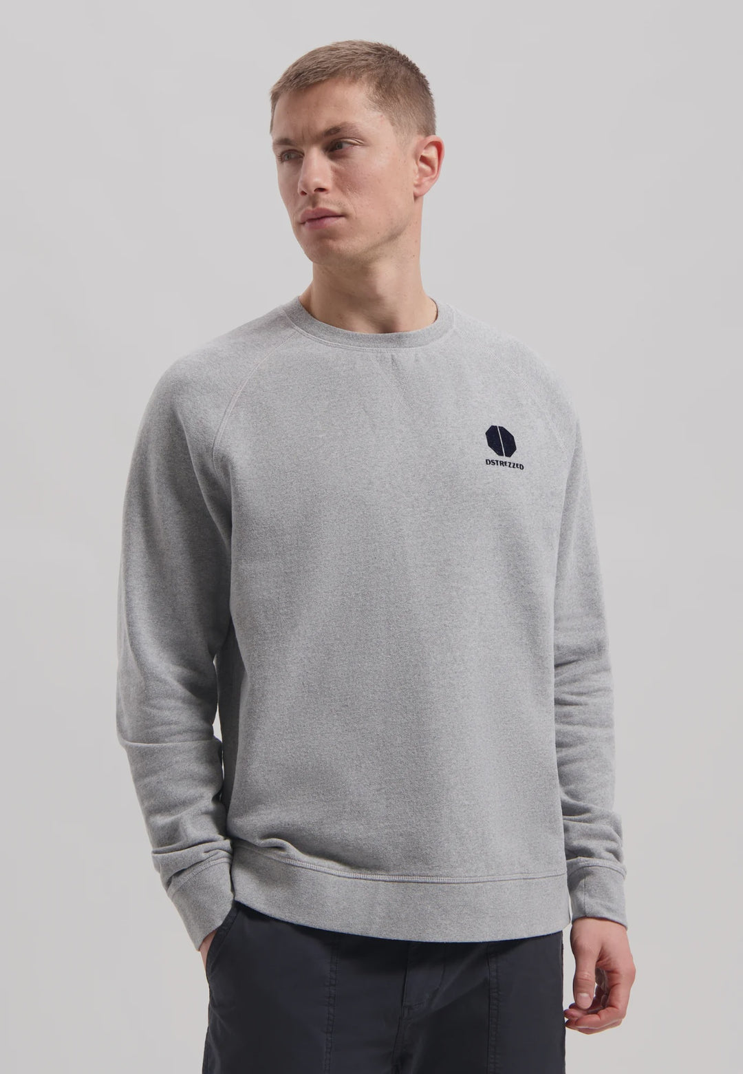 DSTREZZED Rune Crewneck Sweater in Light Grey Melange | Buster McGee