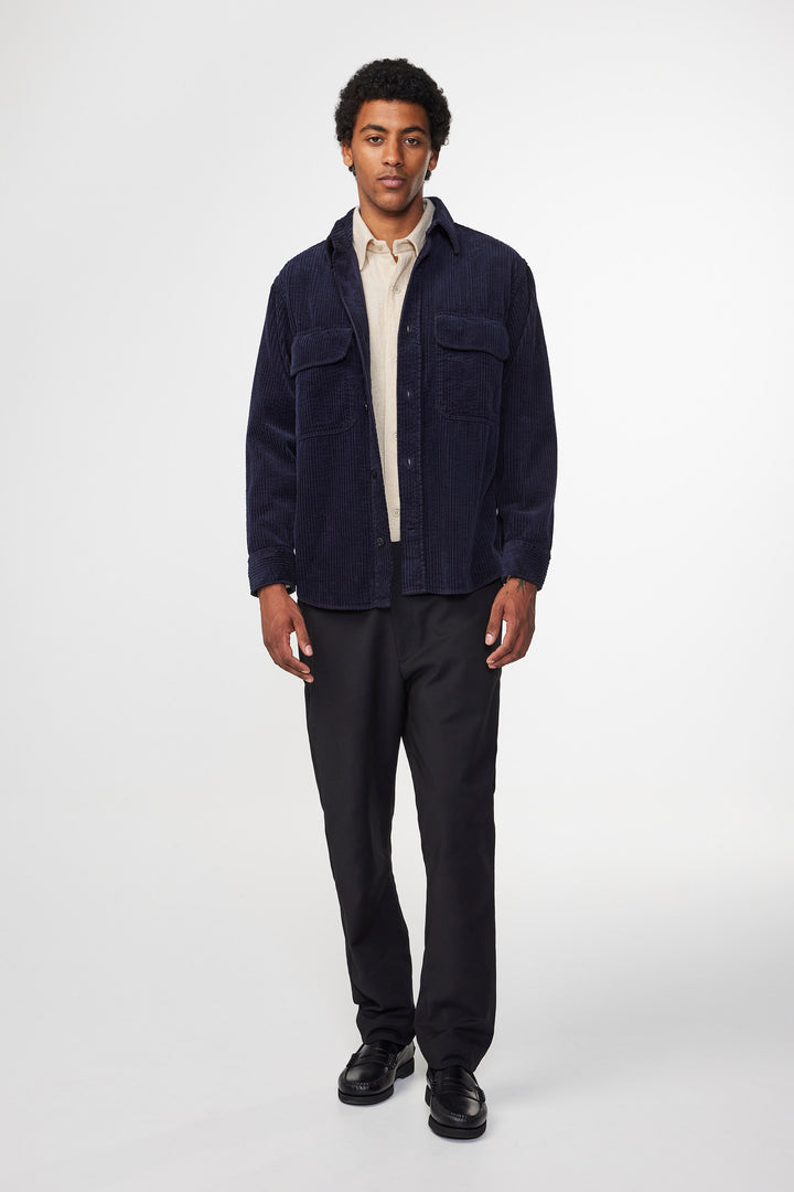 NN07 Folmer 1725 Classic Cord Overshirt in Navy Blue | Buster McGee