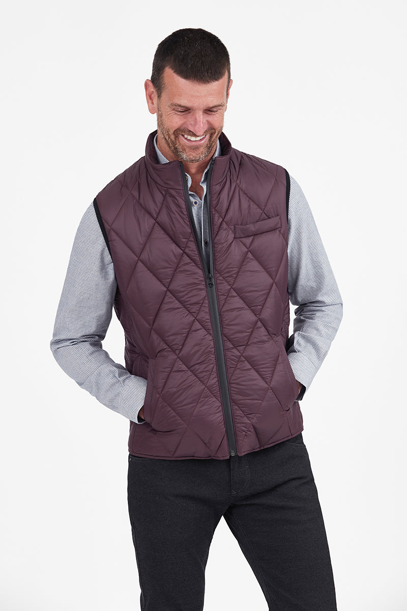 Florentino - Quilted Body Warmer Vest in Aubergine | Buster McGee