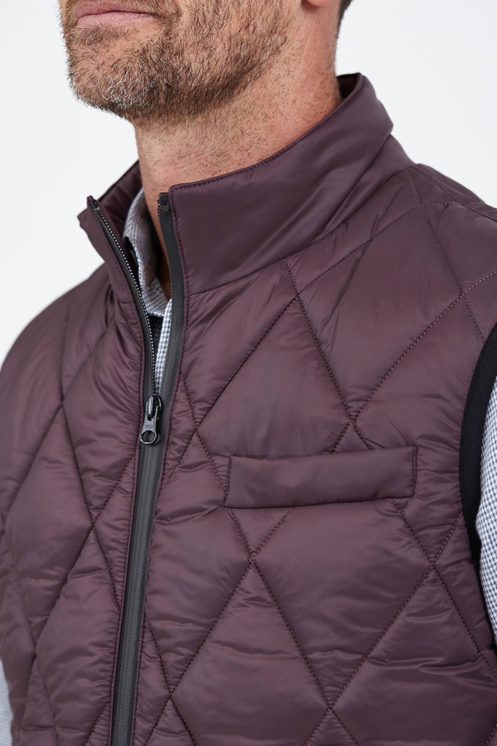 Florentino - Quilted Body Warmer Vest in Aubergine | Buster McGee