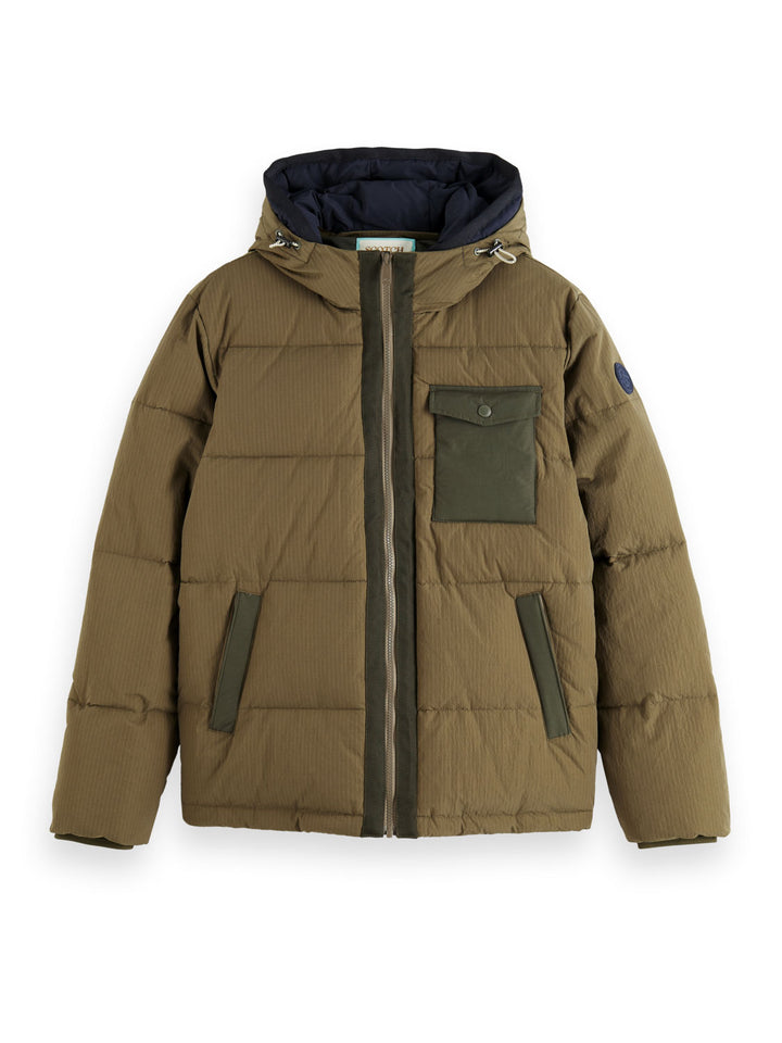 Scotch & Soda - Hooded Puffer Jacket in Khaki | Buster McGee