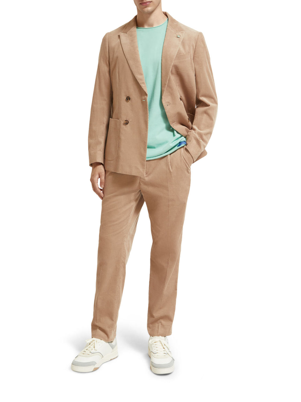 Scotch & Soda - Blake Pleated Corduroy Chino in Camel | Buster McGee