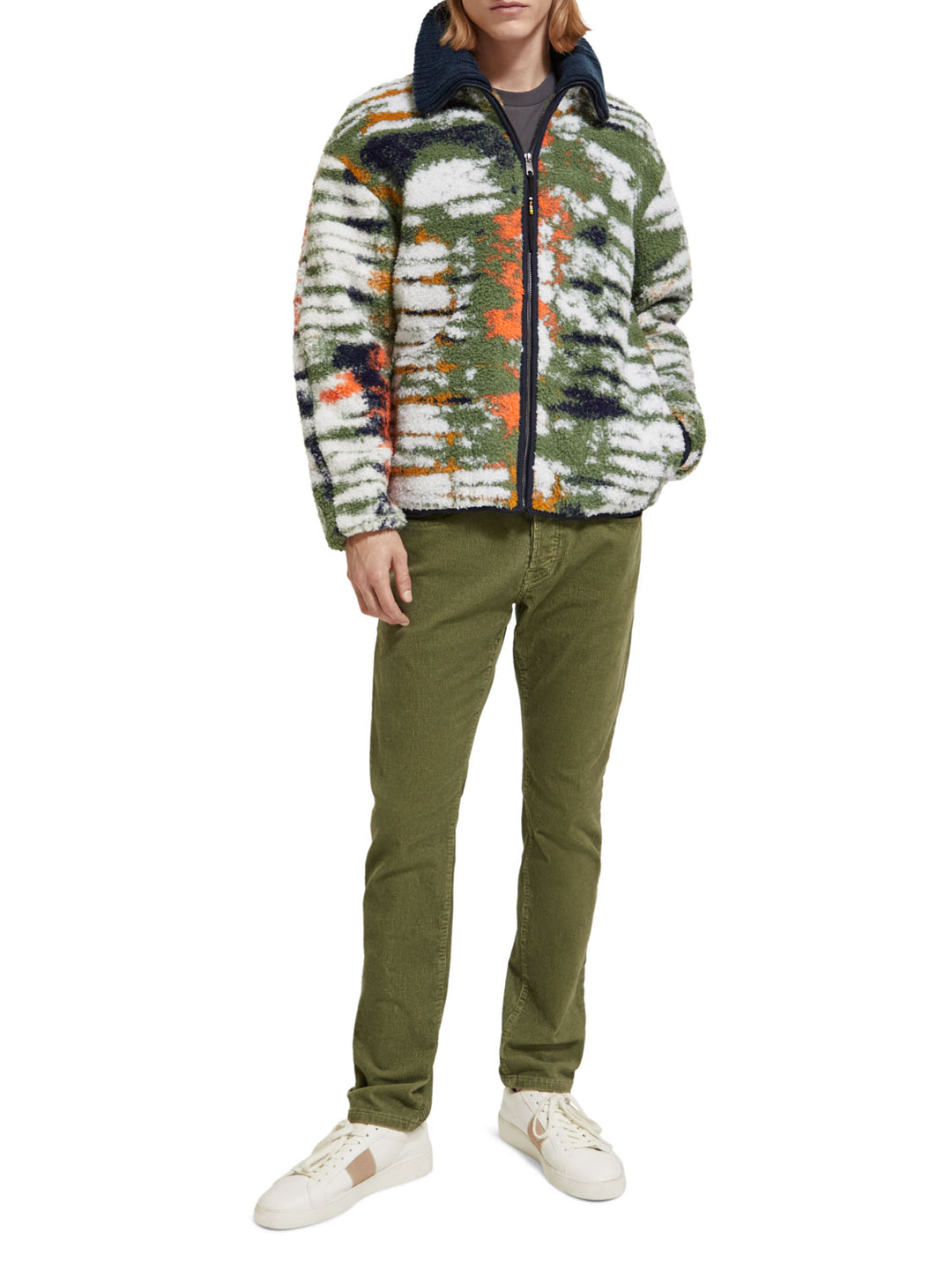 Scotch & Soda - Printed Teddy Fleece Jacket in Harmonica Tie Dye