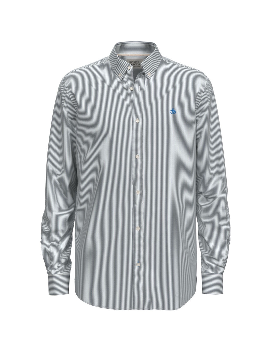 Essential Cotton Oxford Stripe Shirt in Steel Stripe | Buster McGee