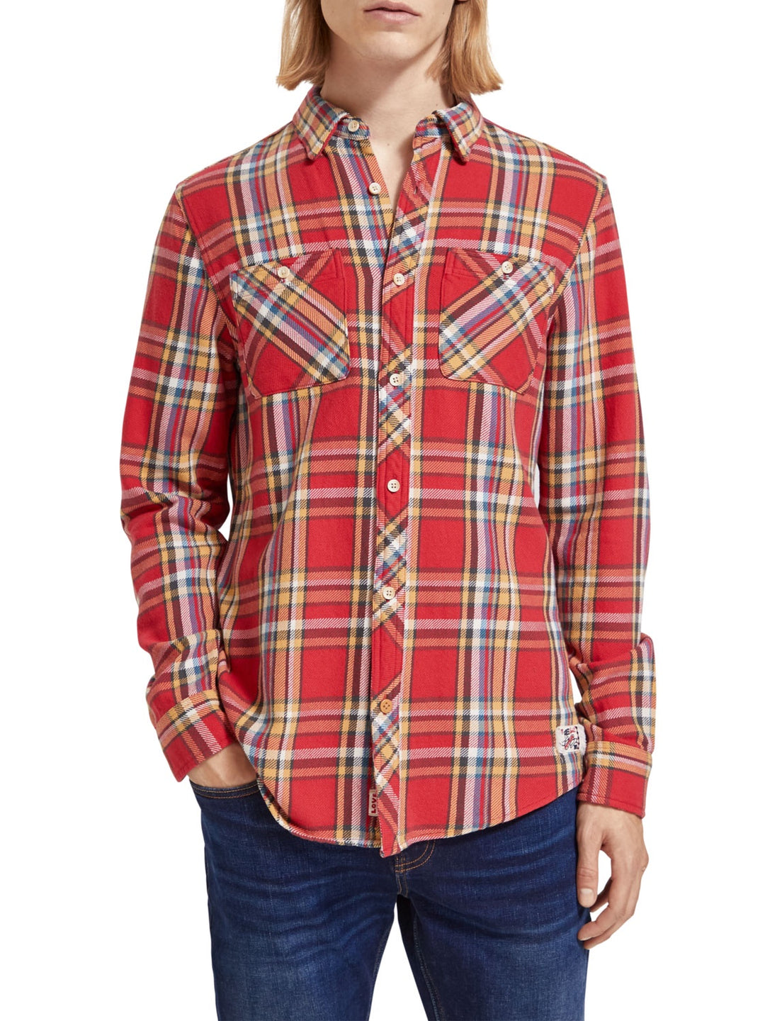Flannel Check Roll Up Shirt in Red Check | Buster McGee