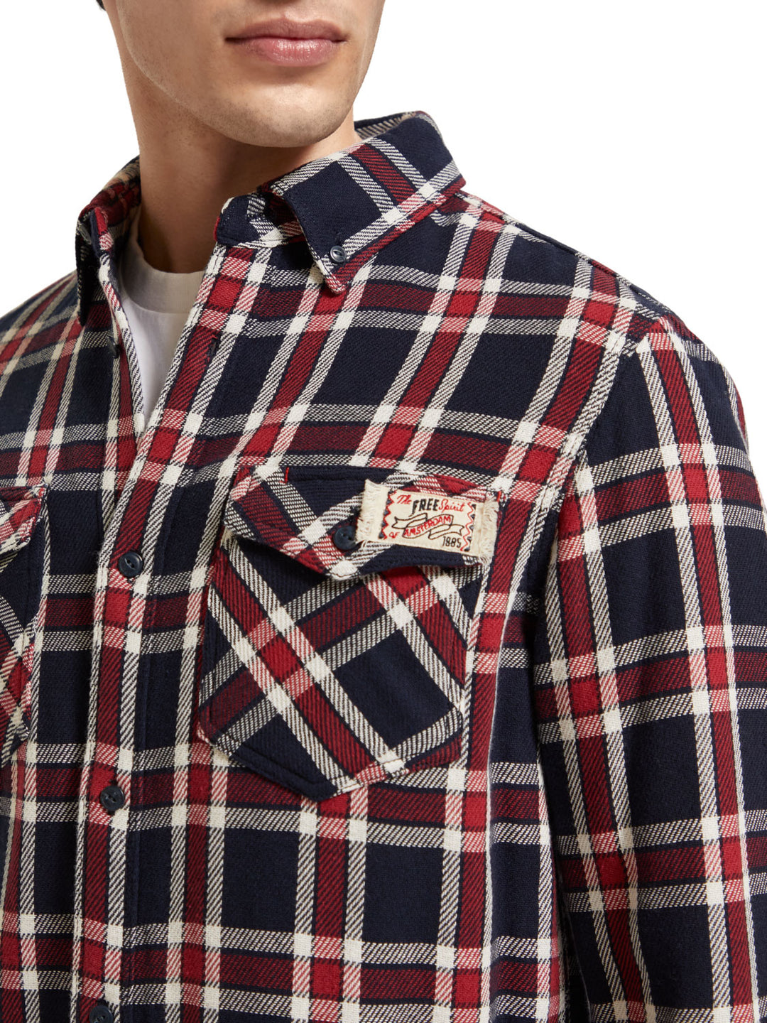 Double-Faced Twill Check Shirt in Red Blue Check | Buster McGee