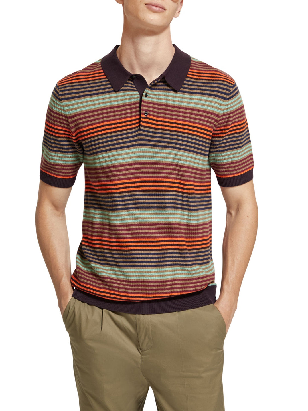 Scotch & Soda - Knitted Striped Polo in Multi Stripe | Buster McGee