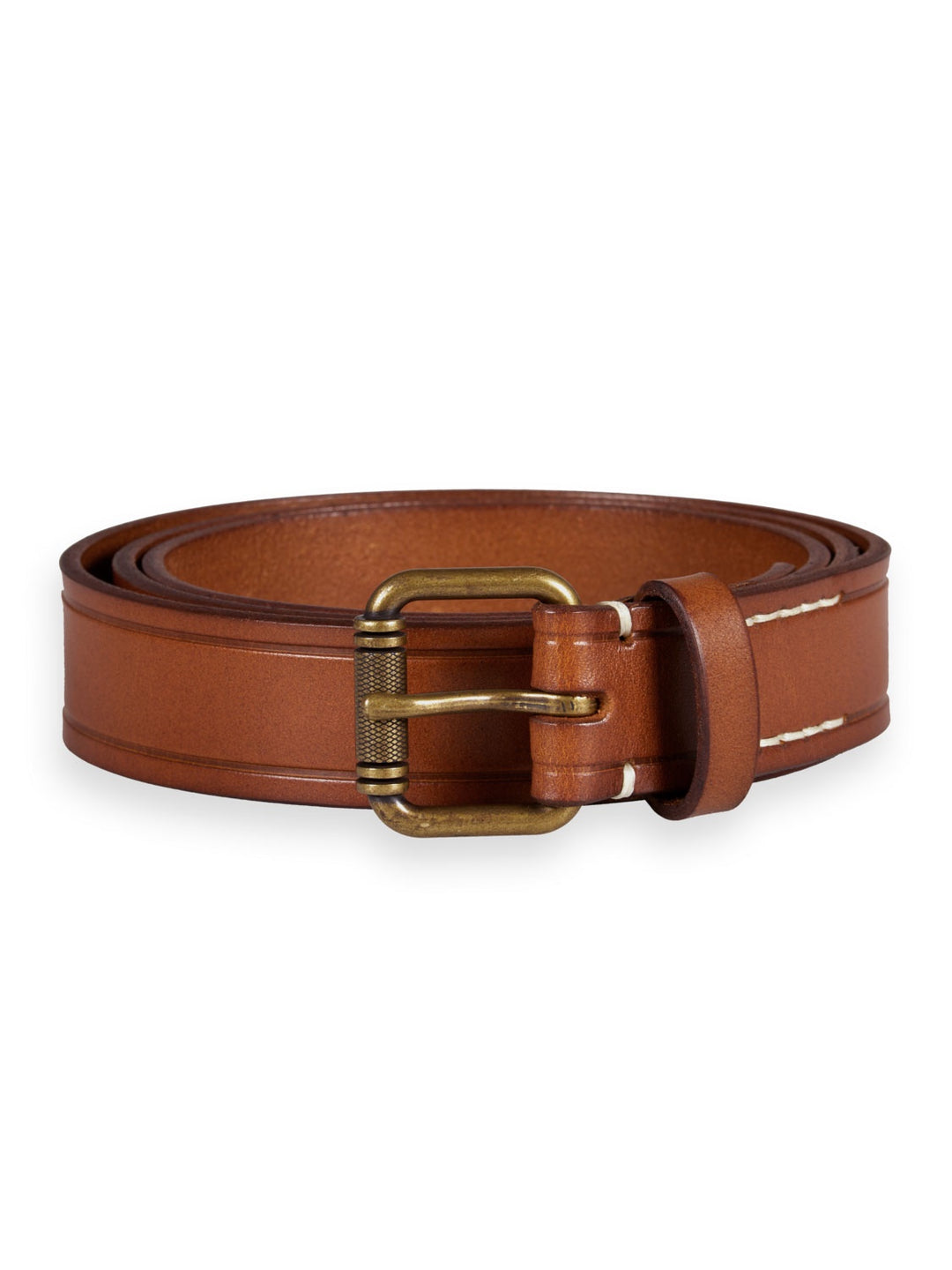  Scotch & Soda - Raw Edge Leather Belt in Deep Toffee | Buster McGee