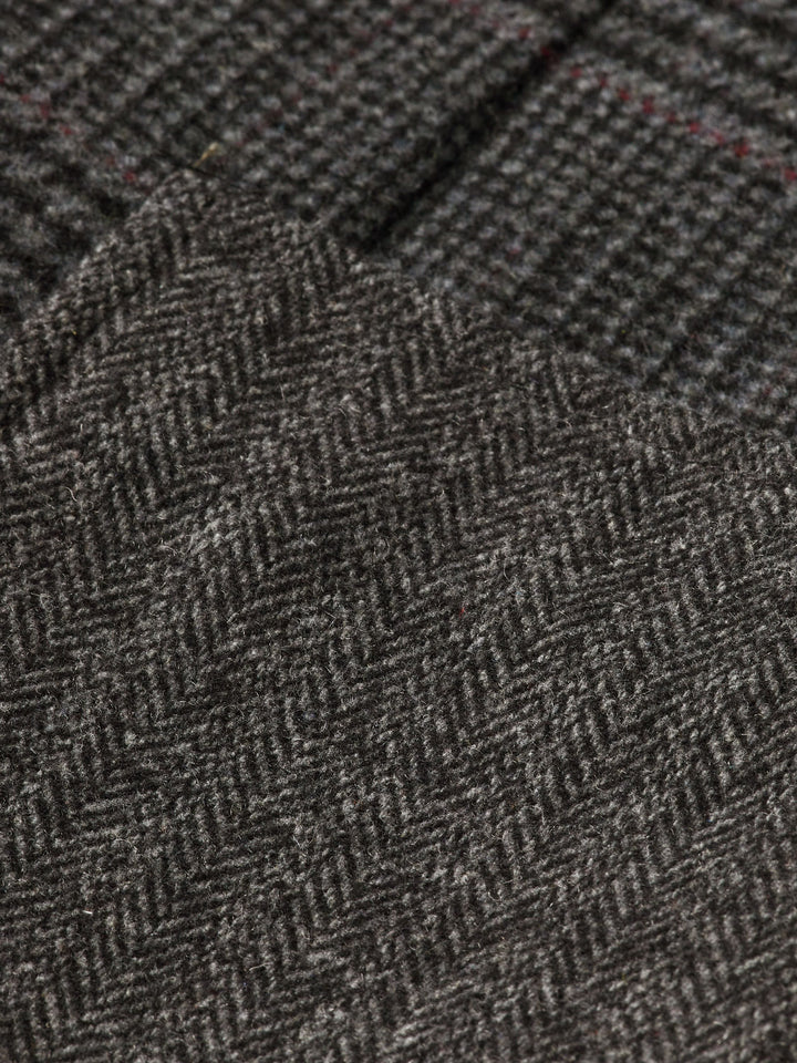 Wool Blend Single Breasted Blazer in Black Grey Check | Buster McGee