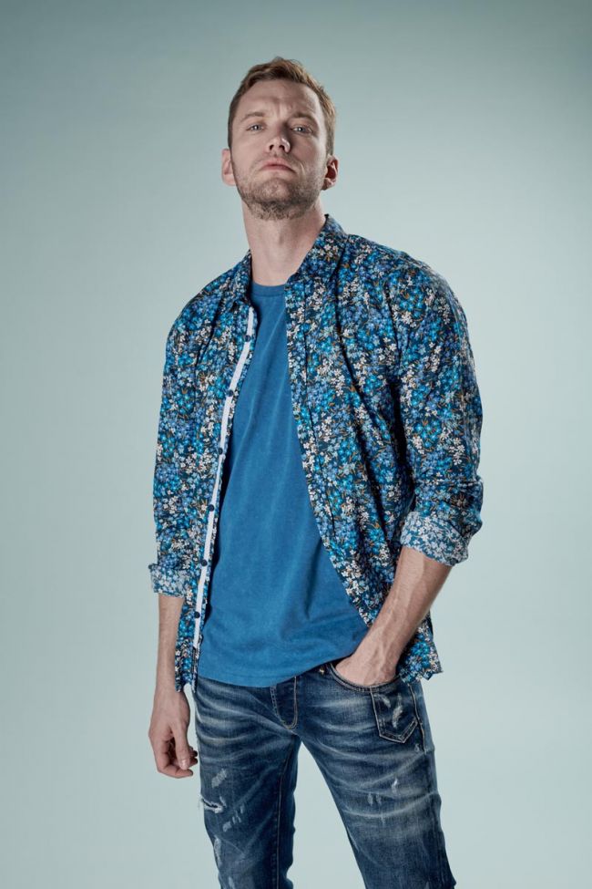 Griba Blue Floral Print Longsleeve Shirt in Galaxy | Buster McGee