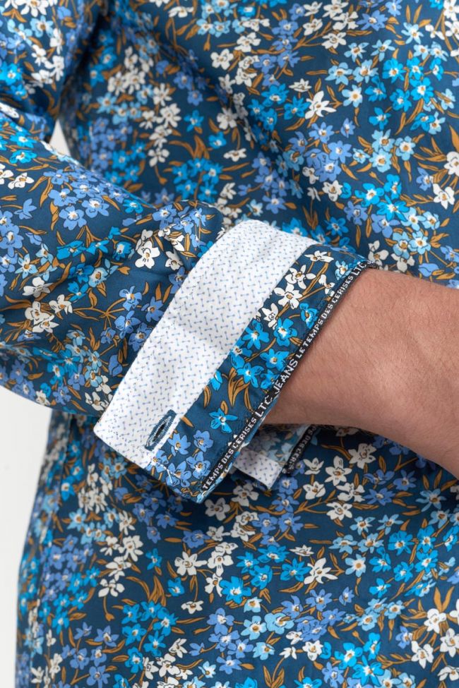Griba Blue Floral Print Longsleeve Shirt in Galaxy | Buster McGee