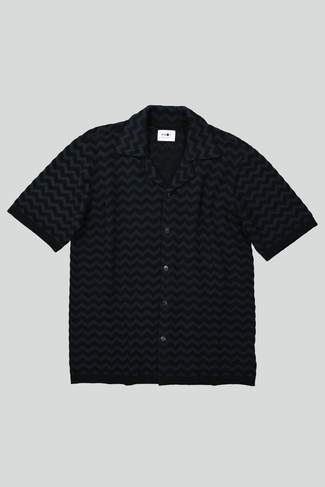 NN07 - Julio 6564 Knitted Bowling Shirt in Black | Buster McGee