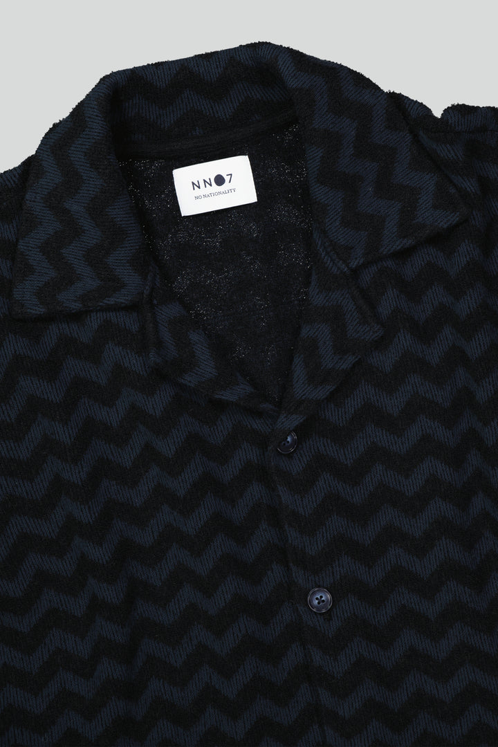 NN07 - Julio 6564 Knitted Bowling Shirt in Black | Buster McGee