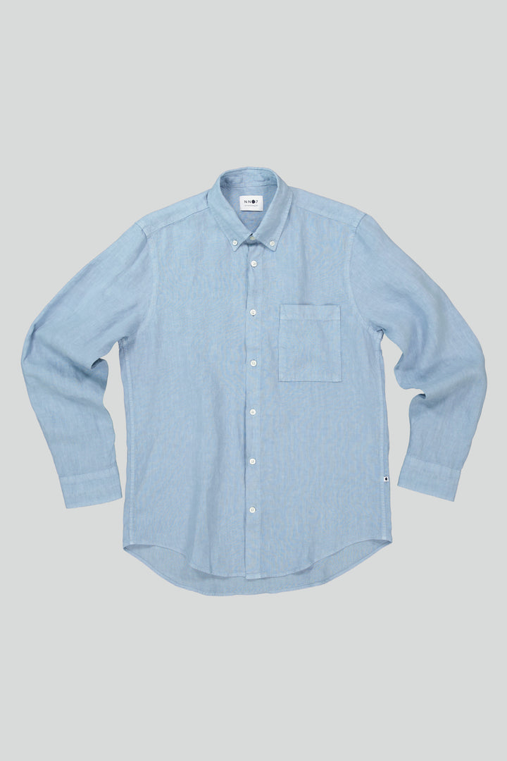 NN07 Arne BD 5706 Linen Shirt in Ashley Blue | Buster McGee
