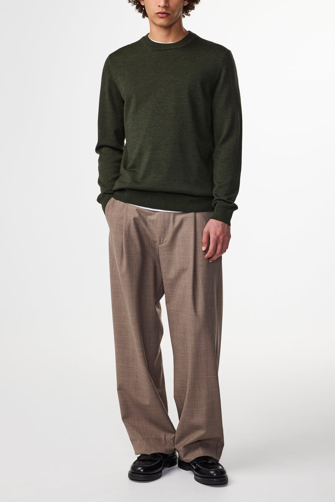 NN07 Ted 6605 Longsleeve Wool Pullover in Dark Army | Buster McGee