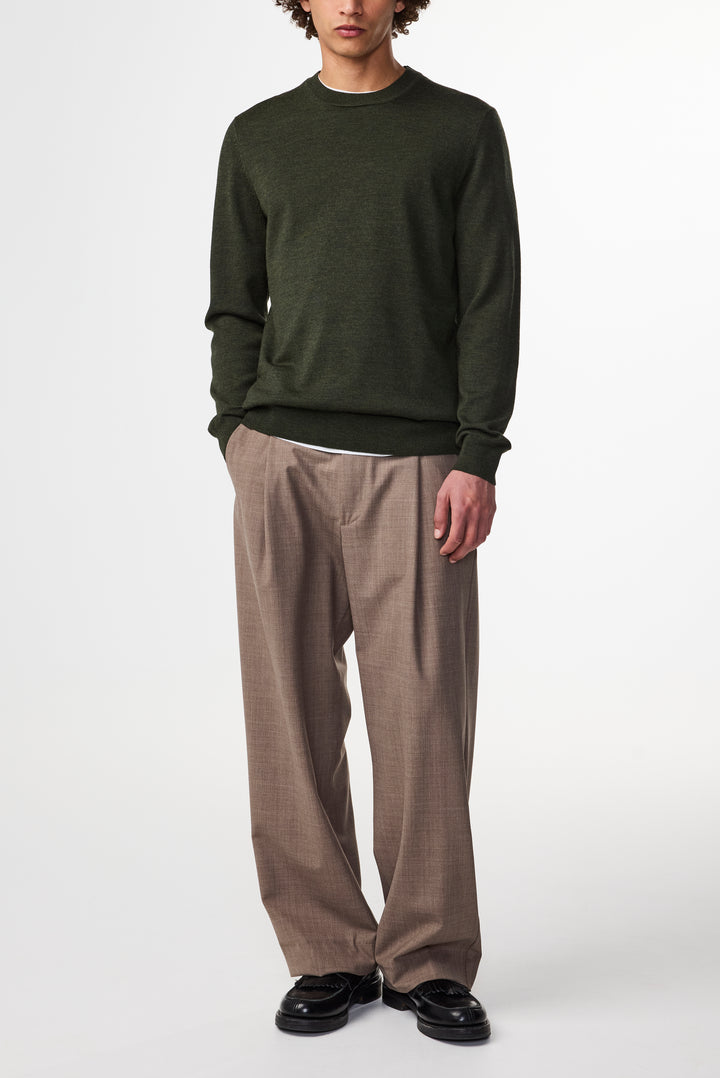 NN07 Ted 6605 Longsleeve Wool Pullover in Dark Army | Buster McGee
