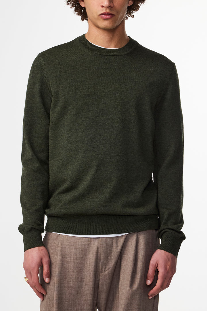 NN07 Ted 6605 Longsleeve Wool Pullover in Dark Army | Buster McGee