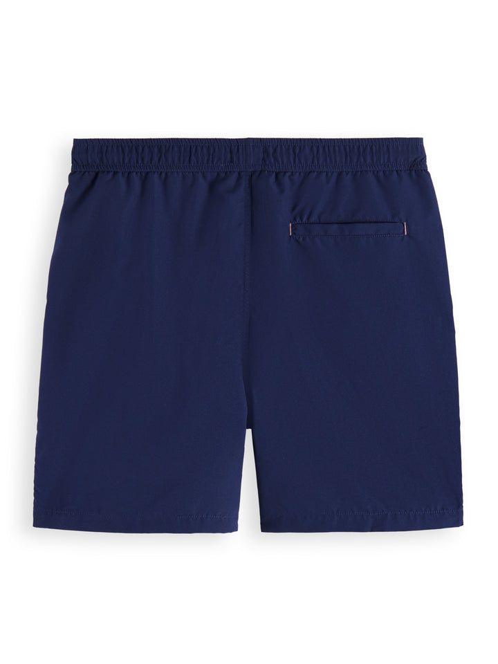 Scotch & Soda Mid-Length Solid Swim Short in Navy | Buster McGee