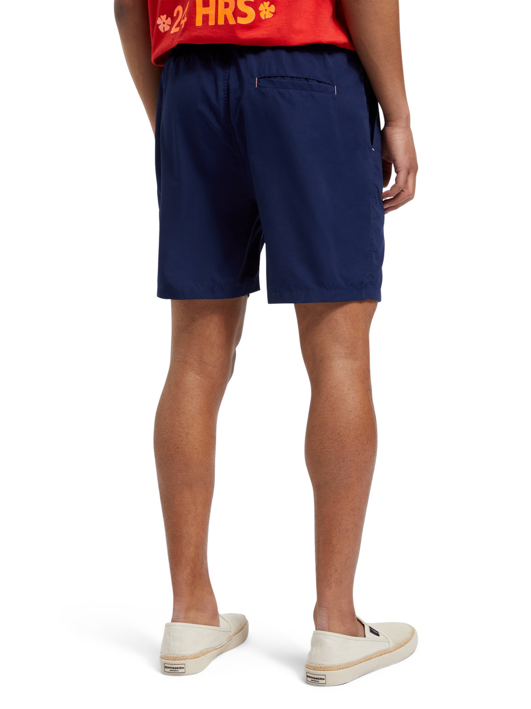 Scotch & Soda Mid-Length Solid Swim Short in Navy | Buster McGee