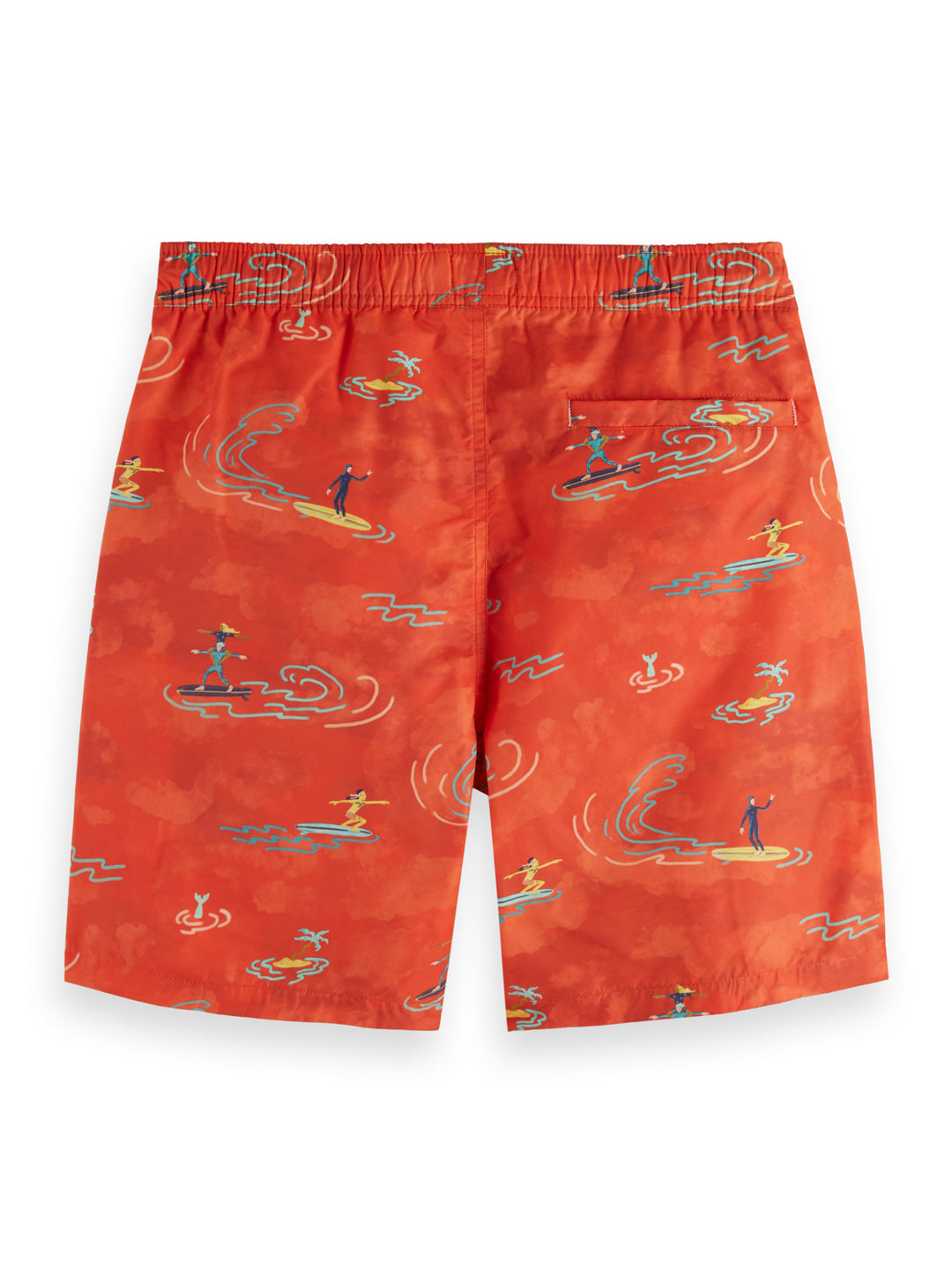 All Over Print Swim Shorts in Red Surfer Print | Buster McGee