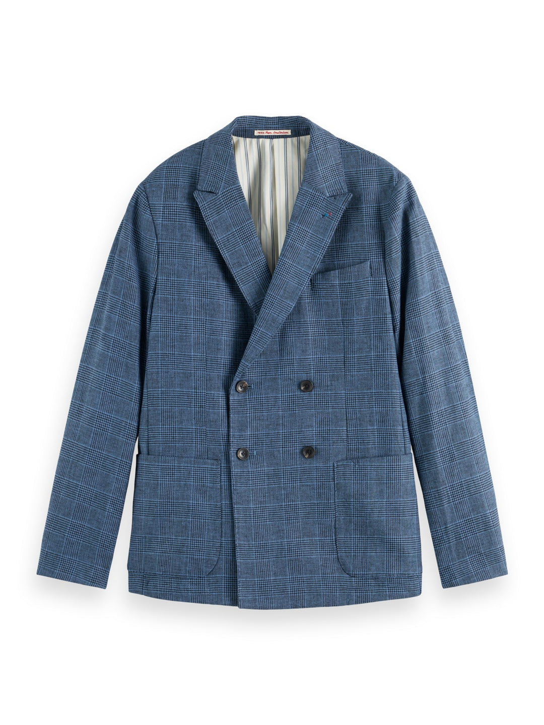 Double Breasted Check Blazer in Blue Check | Buster McGee