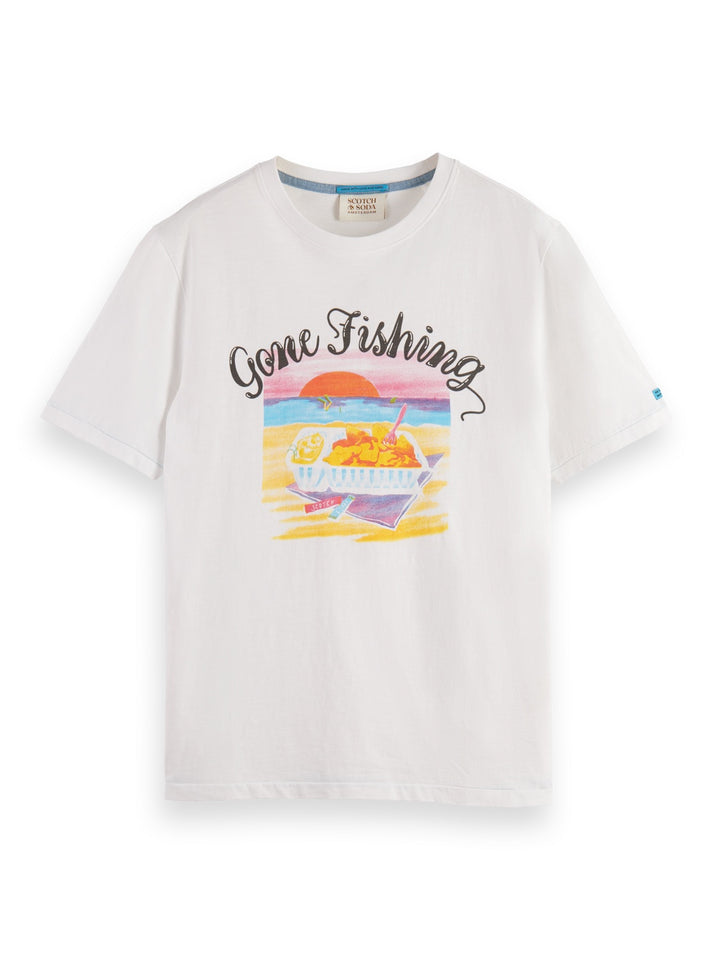 Scotch & Soda Front Artwork T-Shirt in White | Buster McGee