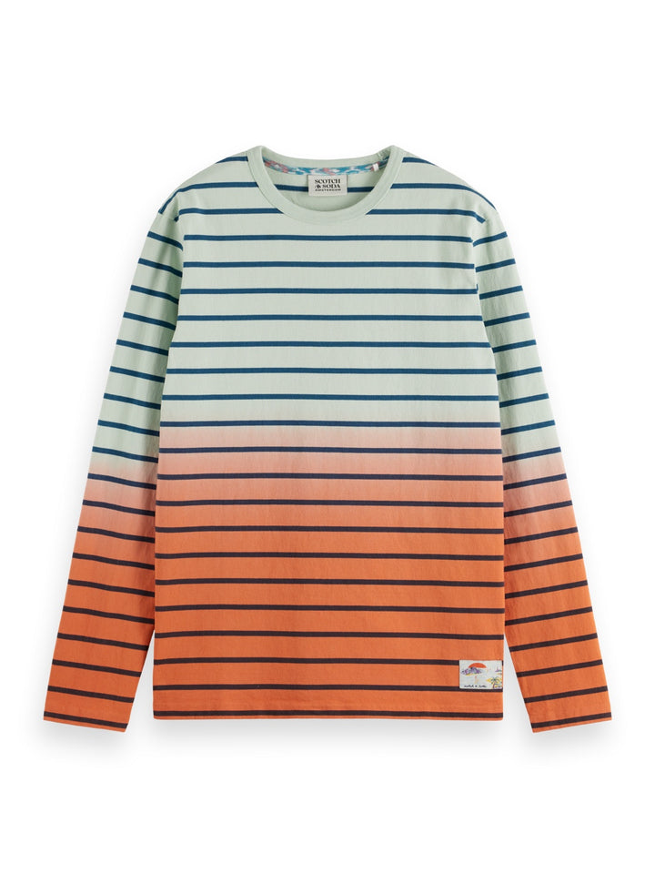 Dip Dyed Striped Longsleeve T-Shirt in Sea Foam | Buster McGee