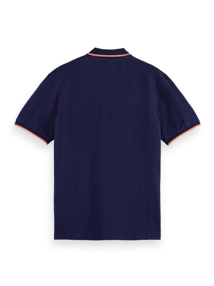 Cotton Tipping Polo Shirt in Navy Blue | Buster McGee