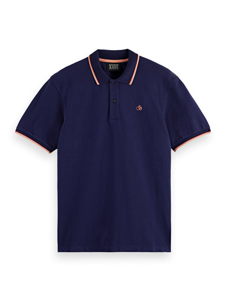 Cotton Tipping Polo Shirt in Navy Blue | Buster McGee