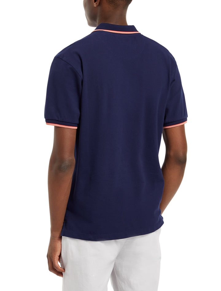 Cotton Tipping Polo Shirt in Navy Blue | Buster McGee