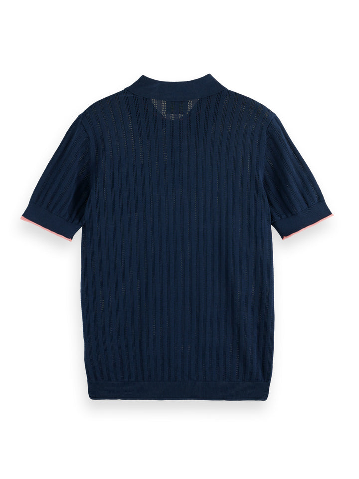 Scotch & Soda Openwork Polo Shirt in Navy | Buster McGee