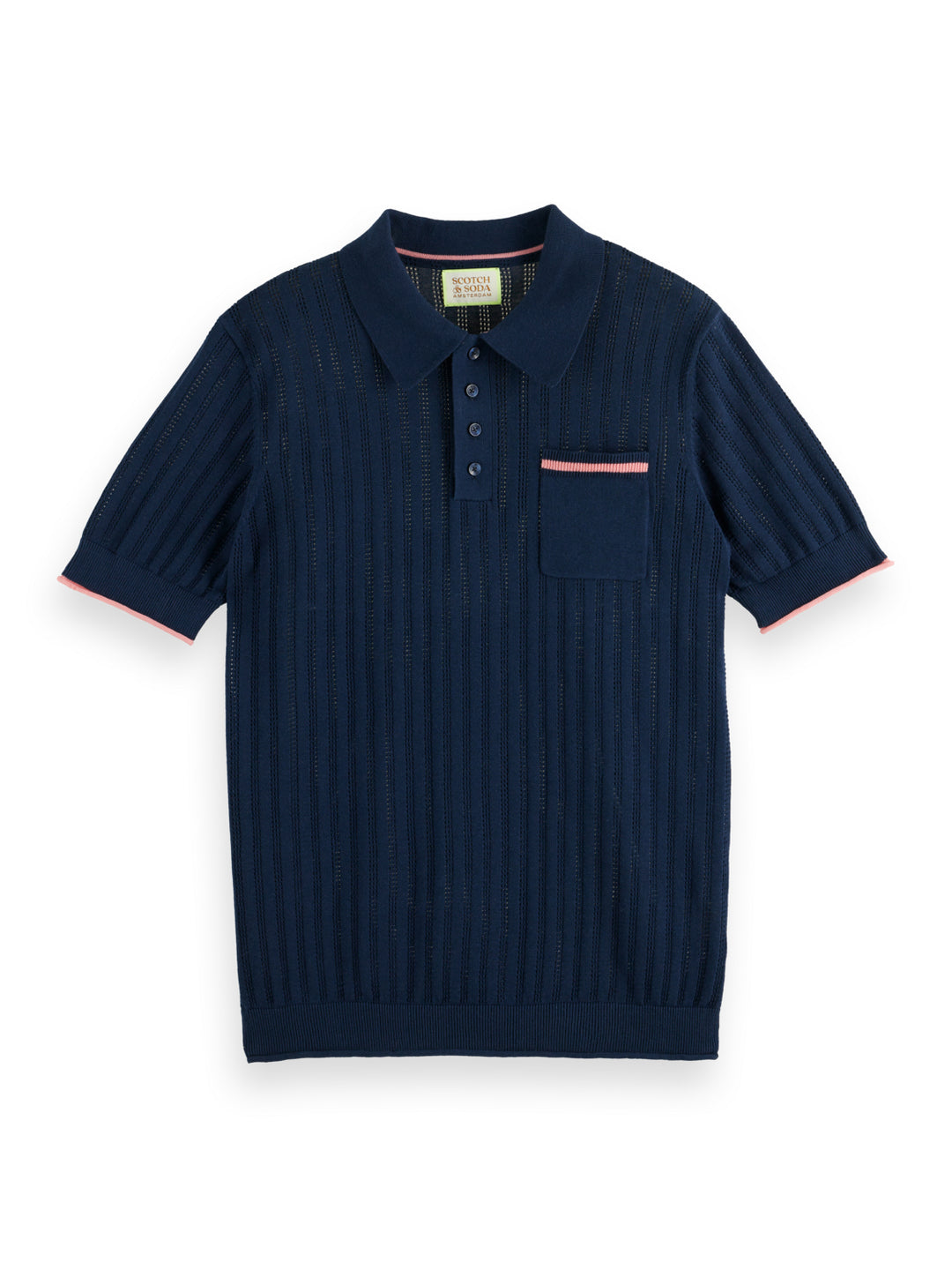 Scotch & Soda Openwork Polo Shirt in Navy | Buster McGee