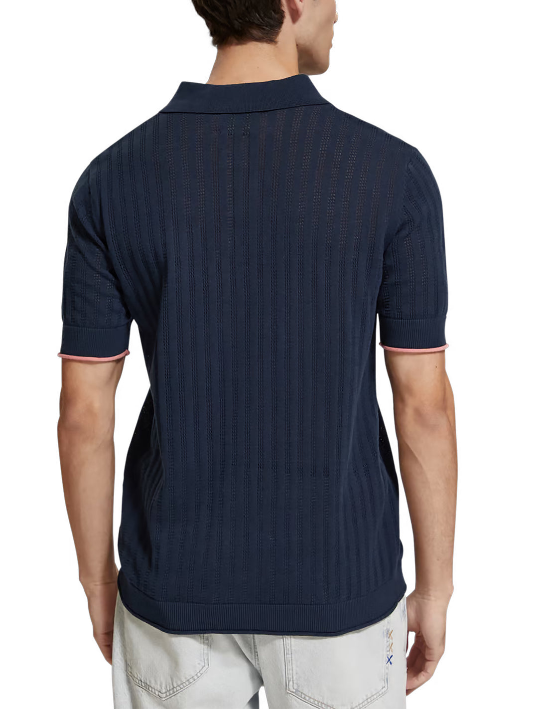 Scotch & Soda Openwork Polo Shirt in Navy | Buster McGee