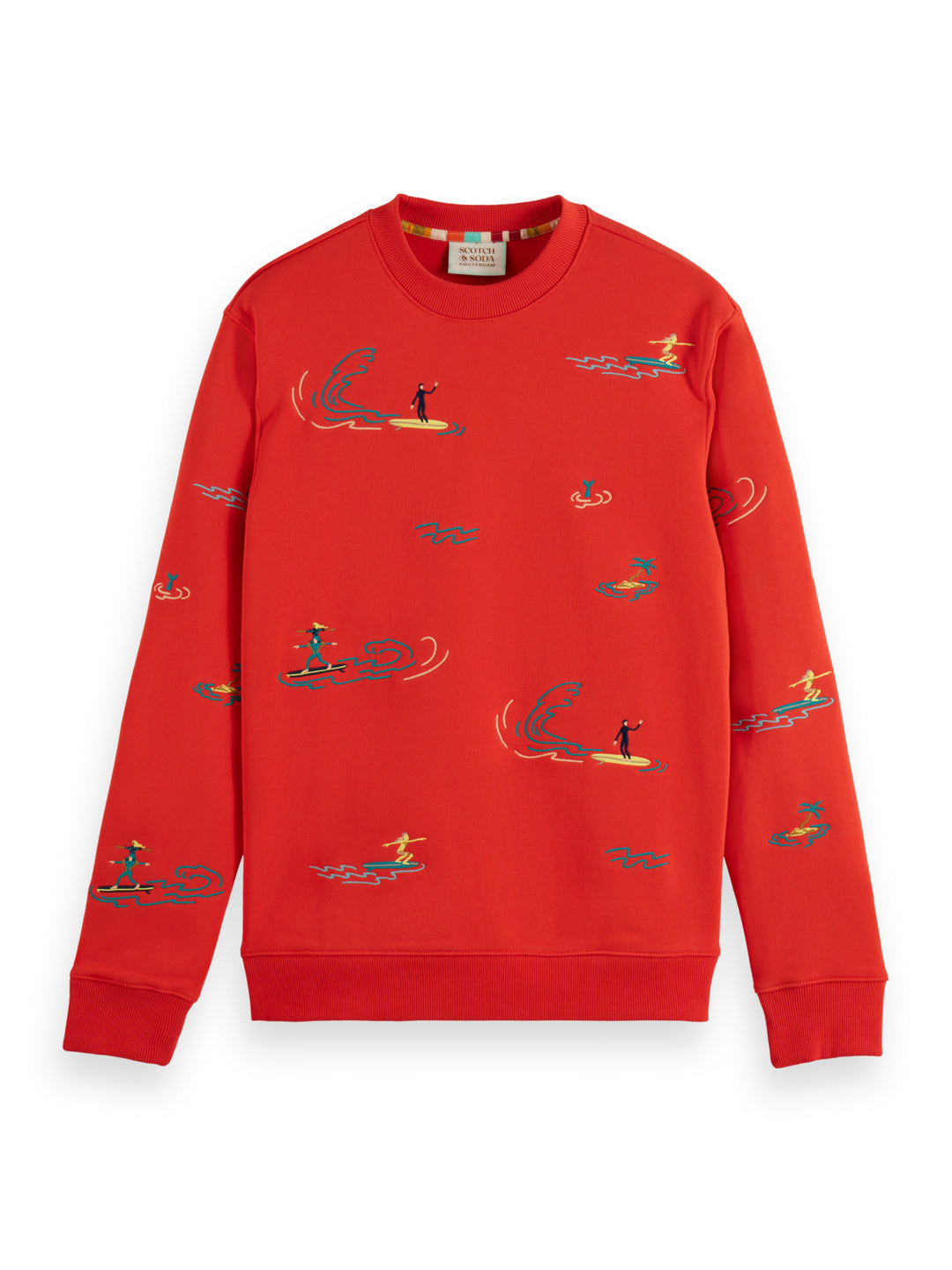 All Over Embroidery Crewneck Sweatshirt in Boat Red | Buster McGee