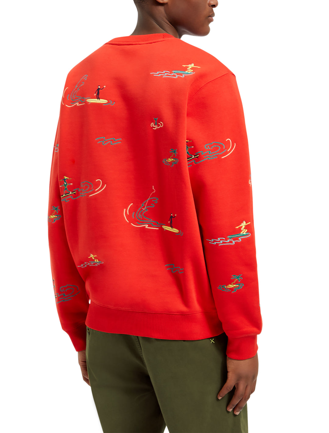 All Over Embroidery Crewneck Sweatshirt in Boat Red | Buster McGee