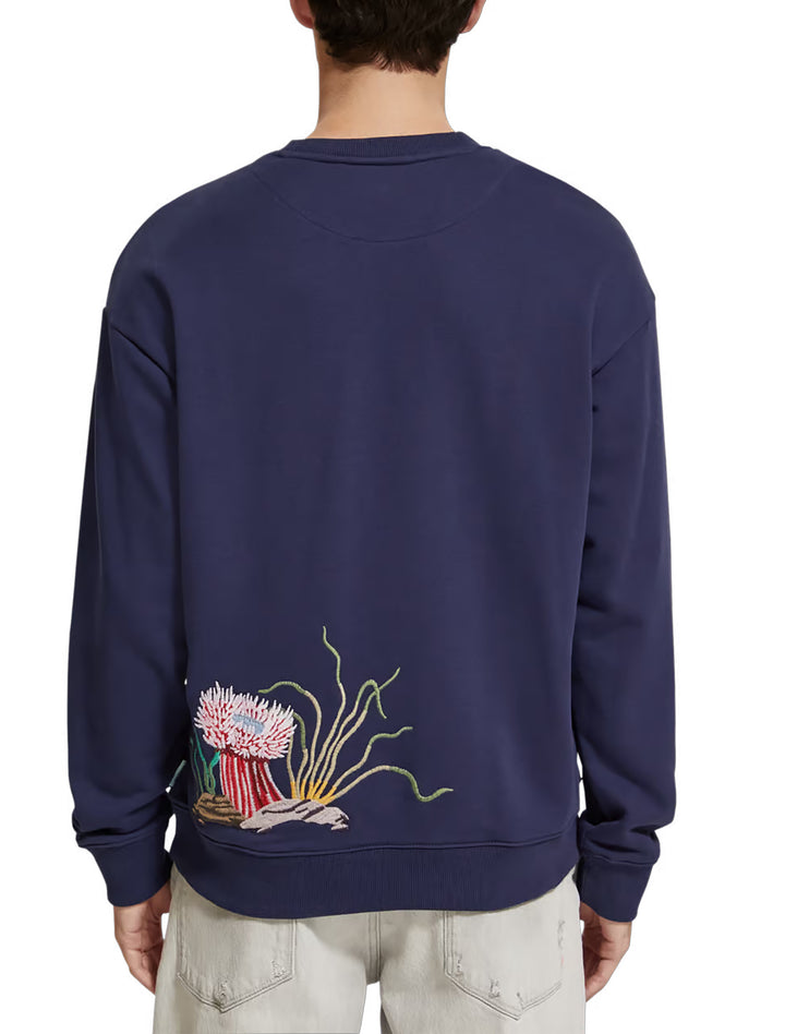 Coral Embroidered Sweatshirt in Navy Blue | Buster McGee