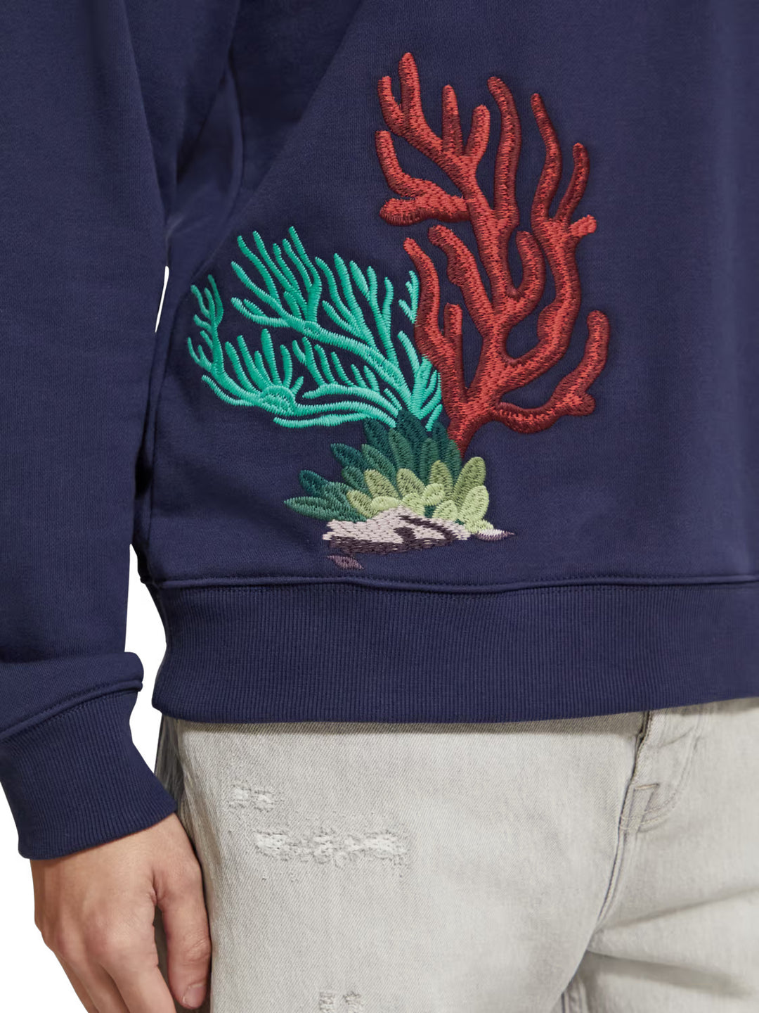 Coral Embroidered Sweatshirt in Navy Blue | Buster McGee