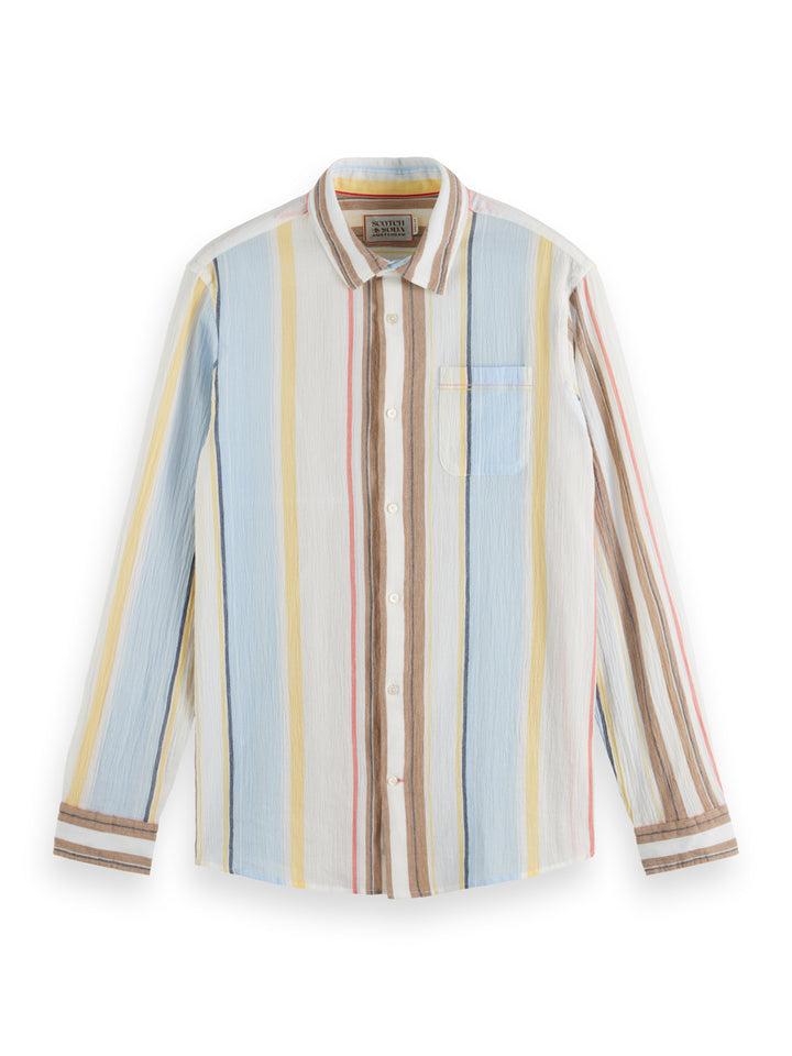 Crinkled Voile Striped Shirt in Multi Stripe | Buster McGee