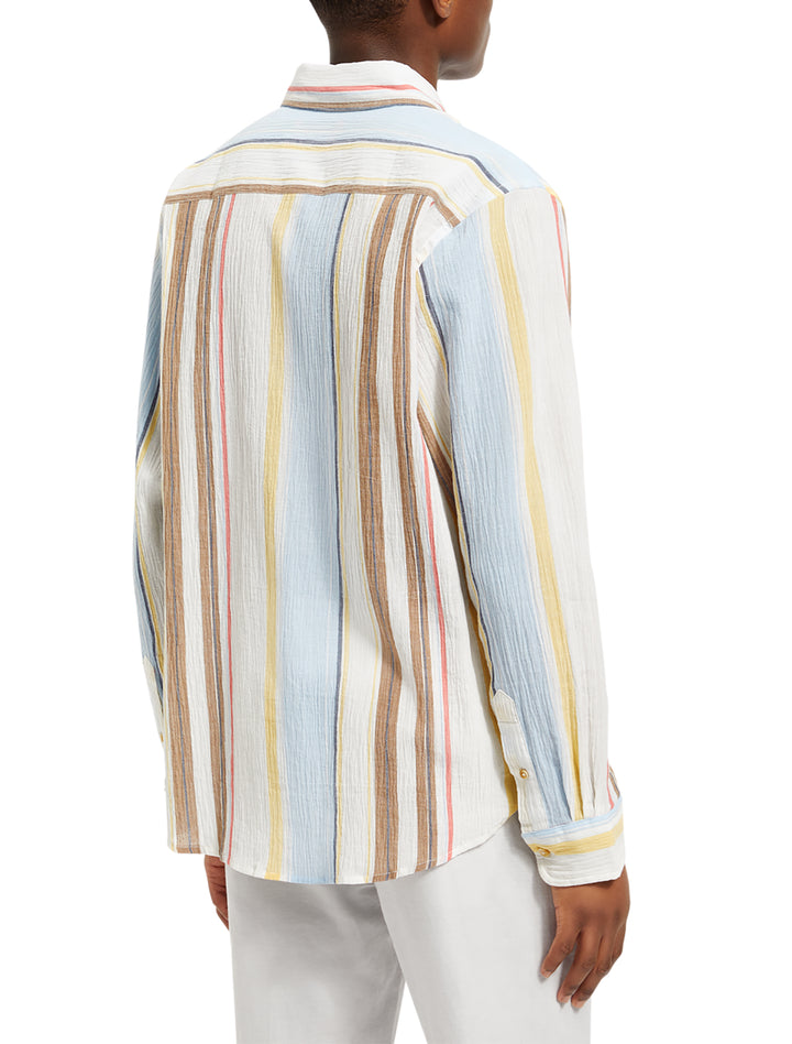 Crinkled Voile Striped Shirt in Multi Stripe | Buster McGee