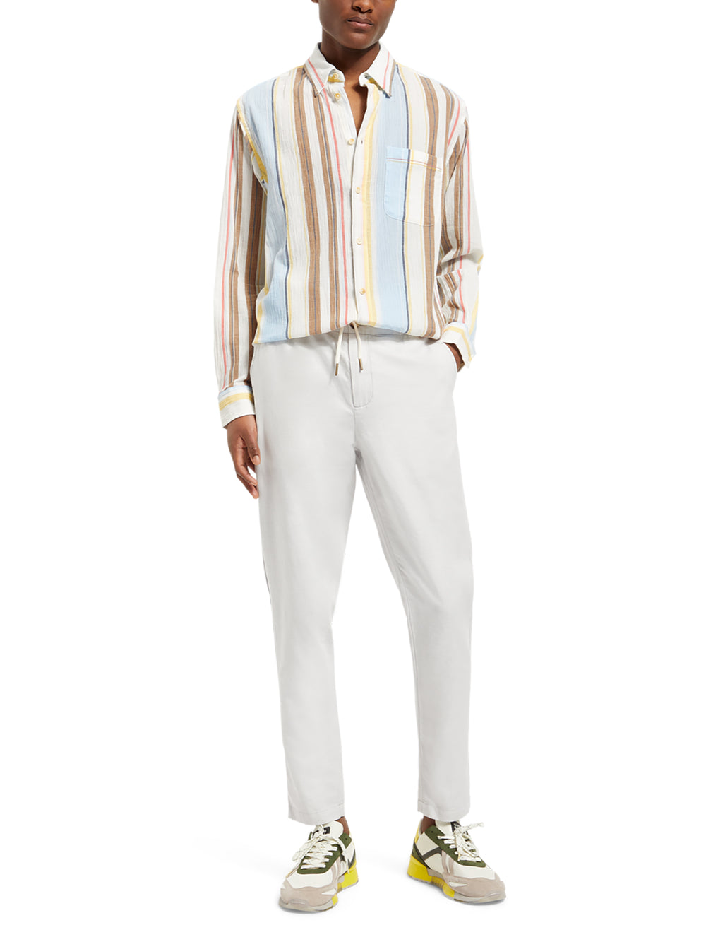 Crinkled Voile Striped Shirt in Multi Stripe | Buster McGee