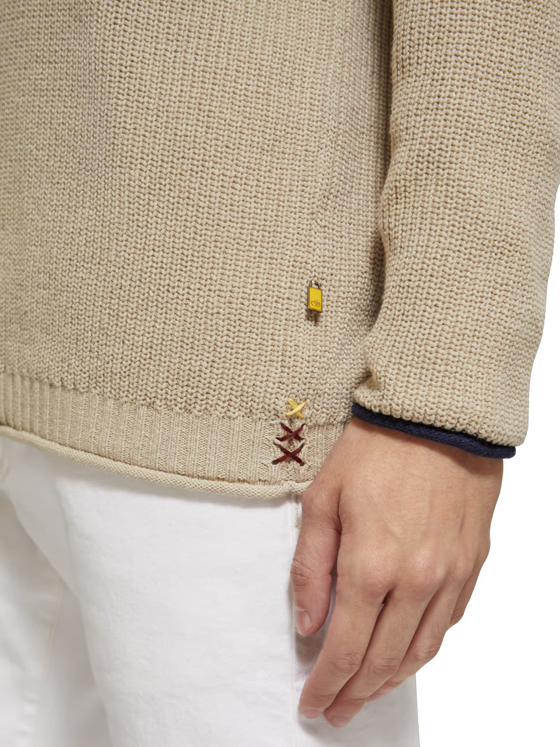 Long Sleeved Knitted Polo Shirt in Pebble | Buster McGee