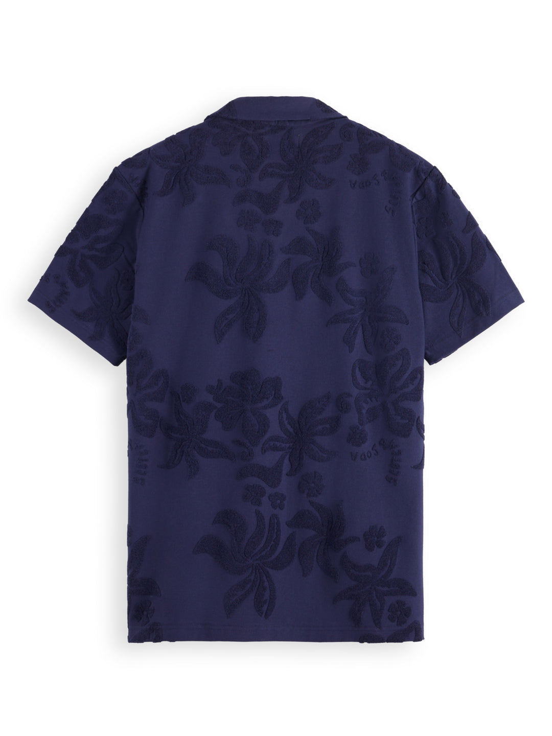 Terry Jacquard Short Sleeve Shirt in Navy Blue | Buster McGee