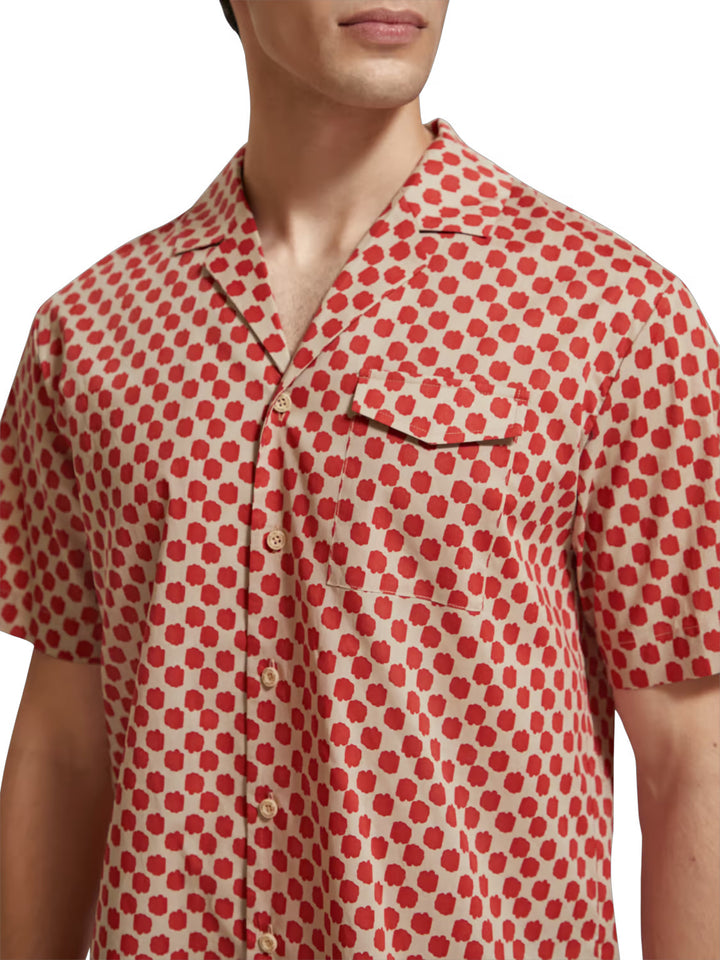 Printed Short Sleeved Shirt with Polka Red Boat | Buster McGee