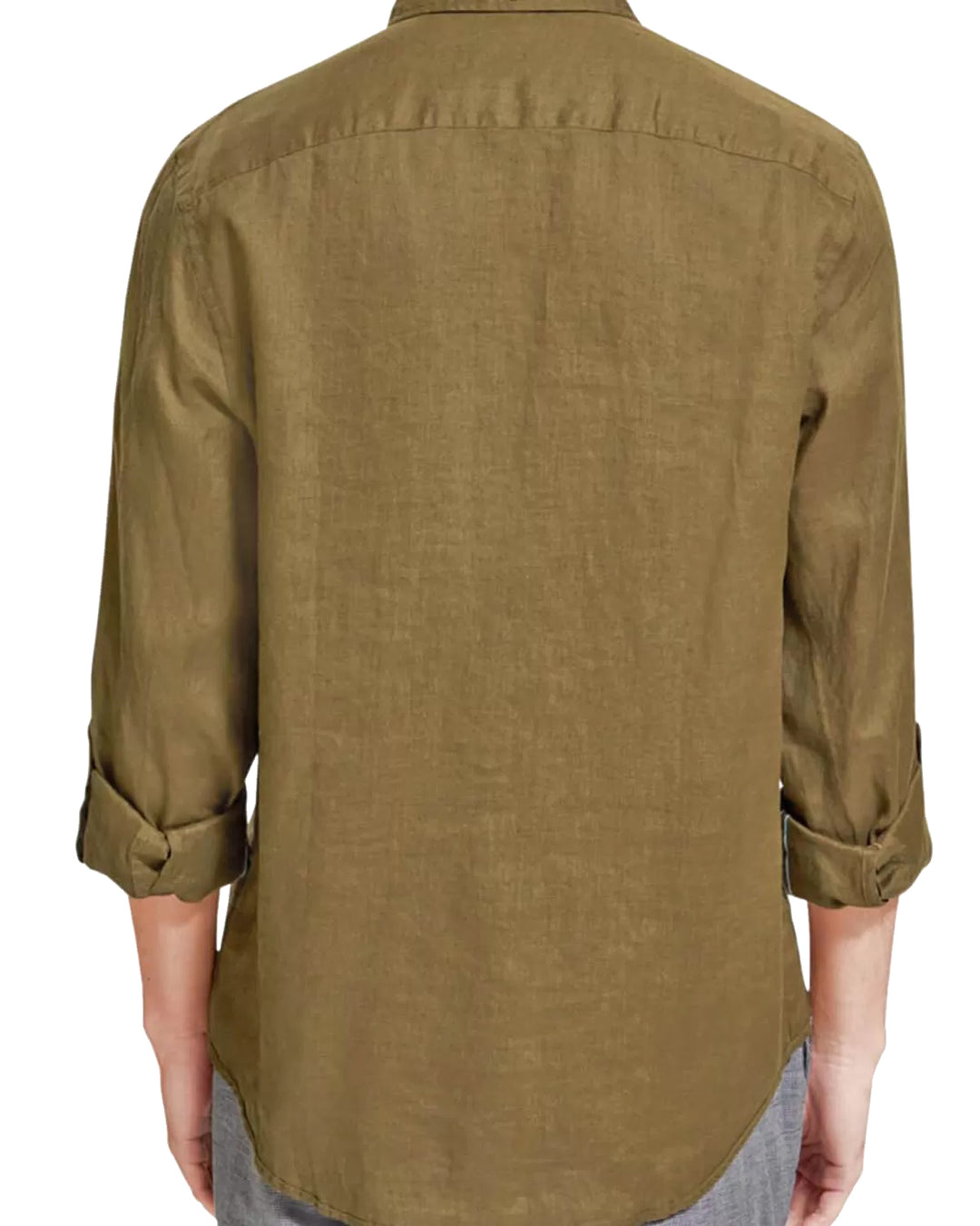 Scotch & Soda Linen Shirt with Roll up Sleeves in Algae | Buster McGee