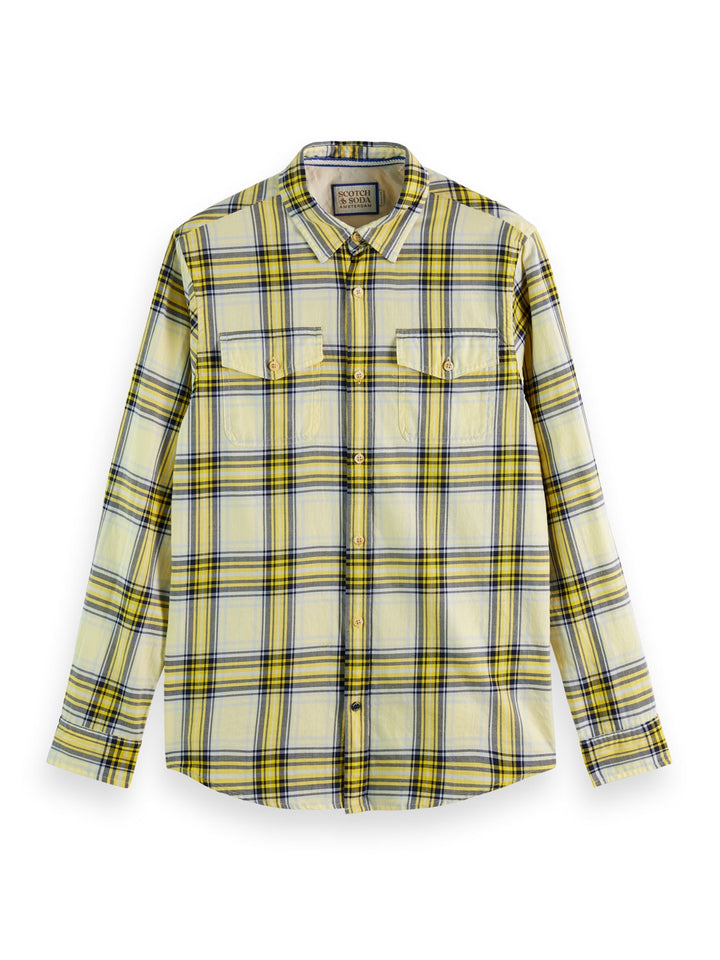 Regular Fit Flannel Check Shirt in Yellow Check | Buster McGee