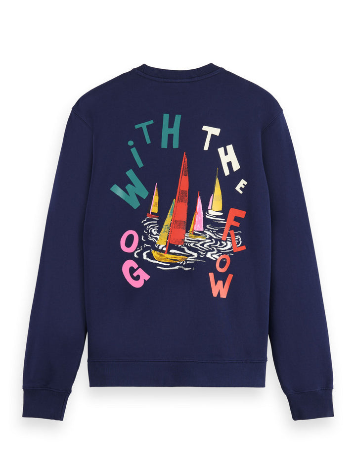 Boating Artwork Sweatshirt in Navy Blue AOP | Buster McGee